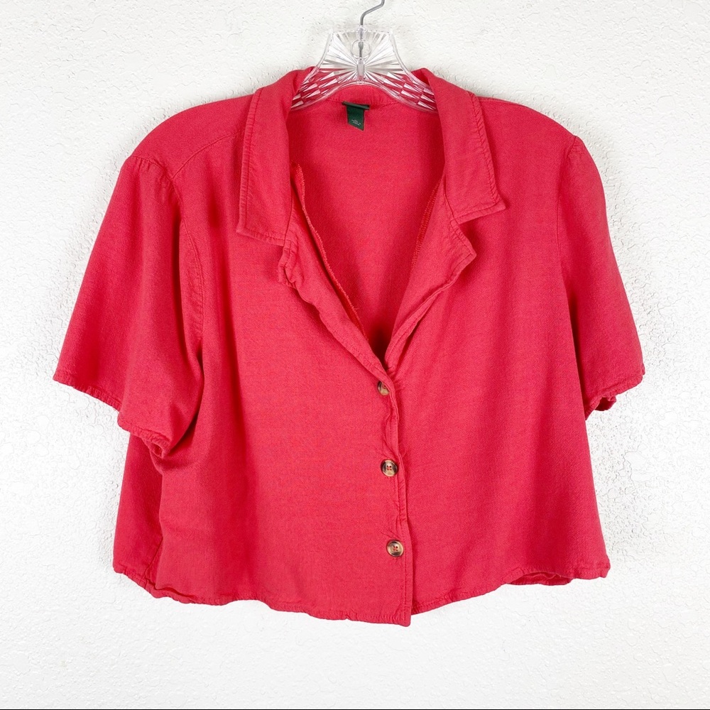 Wild Fable Red Collared Trendy Crop Top